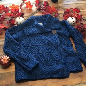 100% Wool True Irish Cardigan in blue